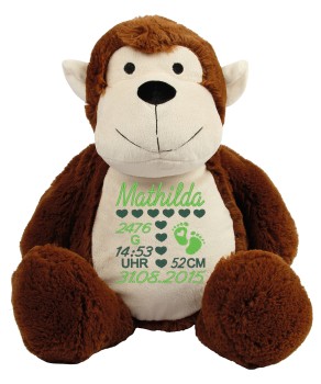 Affe Kuscheltier bestickt mit Namen